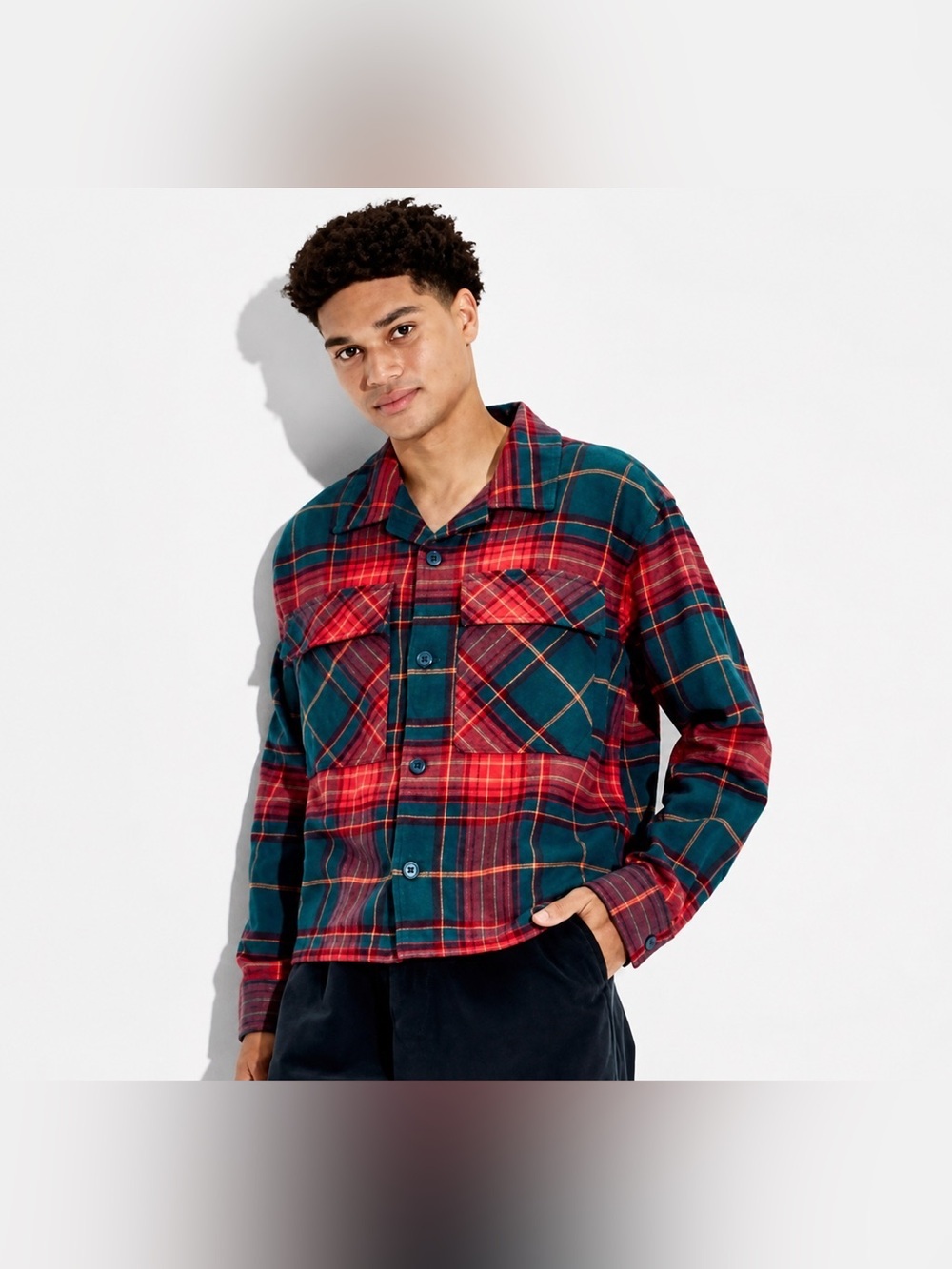 Original Use Men’s Plaid Flannel Shirt XXL Red Blue 100% Cotton Button Up